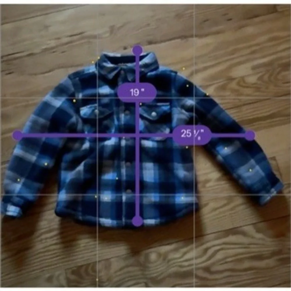 Eddie‎ Bauer Shirt Jacket Kids 4/5 Plaid Sherpa lining shacket cabincore snap